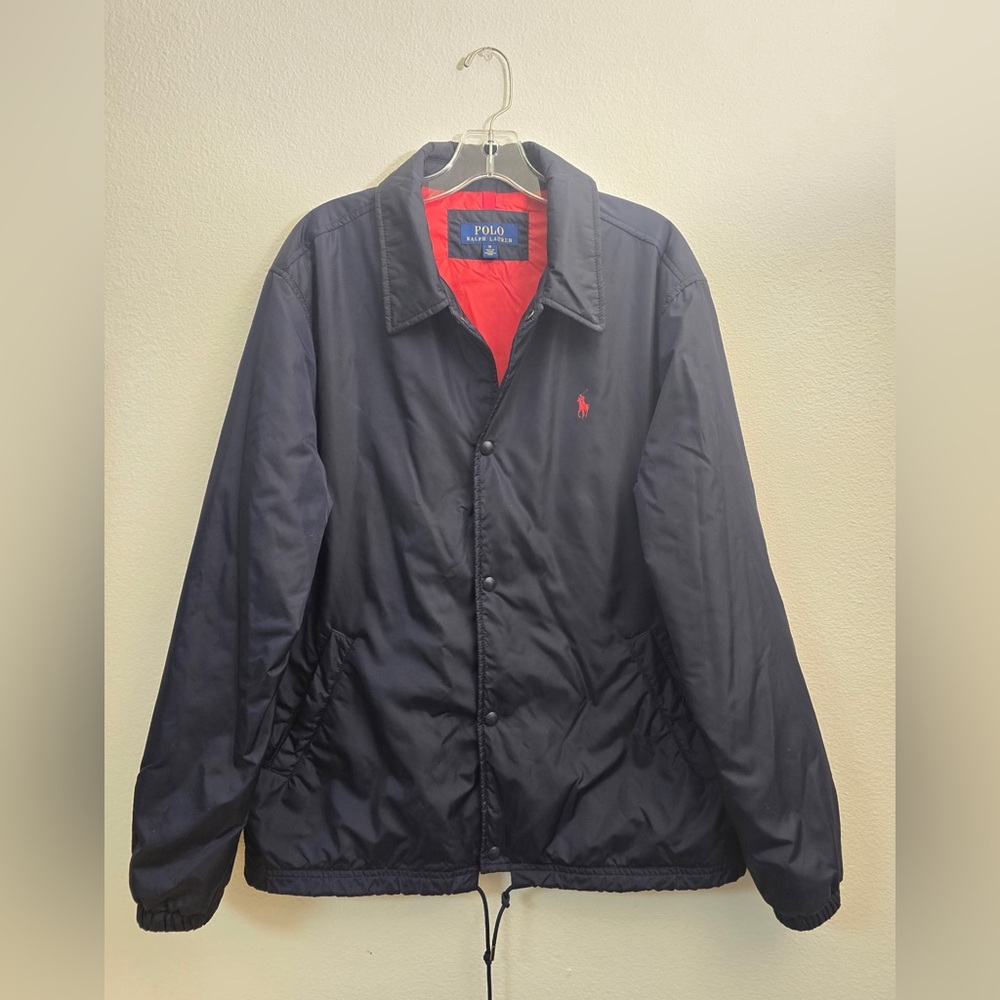 Rare Polo by Ralph Lauren Men's Navy Windbreaker with Red Lining